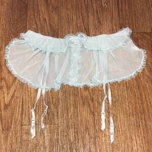 NWOT Victoria’s Secret Sexy Little Thing Blue Floral Lace Mesh Garter Belt